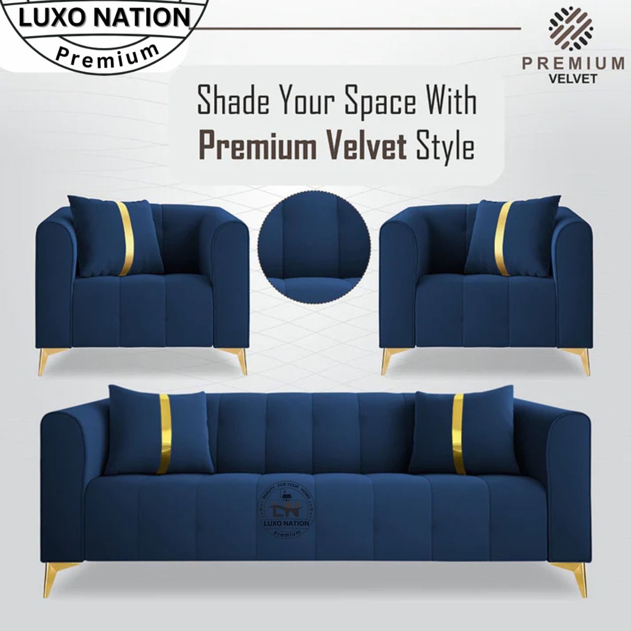 Luxo Nation Premium Luxury Sofa Set β & Modern Design for Living Room